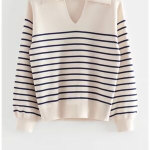 & Other Stories Striped V-Neck Sweater